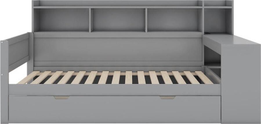 Gotagee Slaapbank dagbed 90 x 200 cm nachtkastje en onderkast bed met stopcontact en USB-aansluiting 2 lades bureau zonder matras