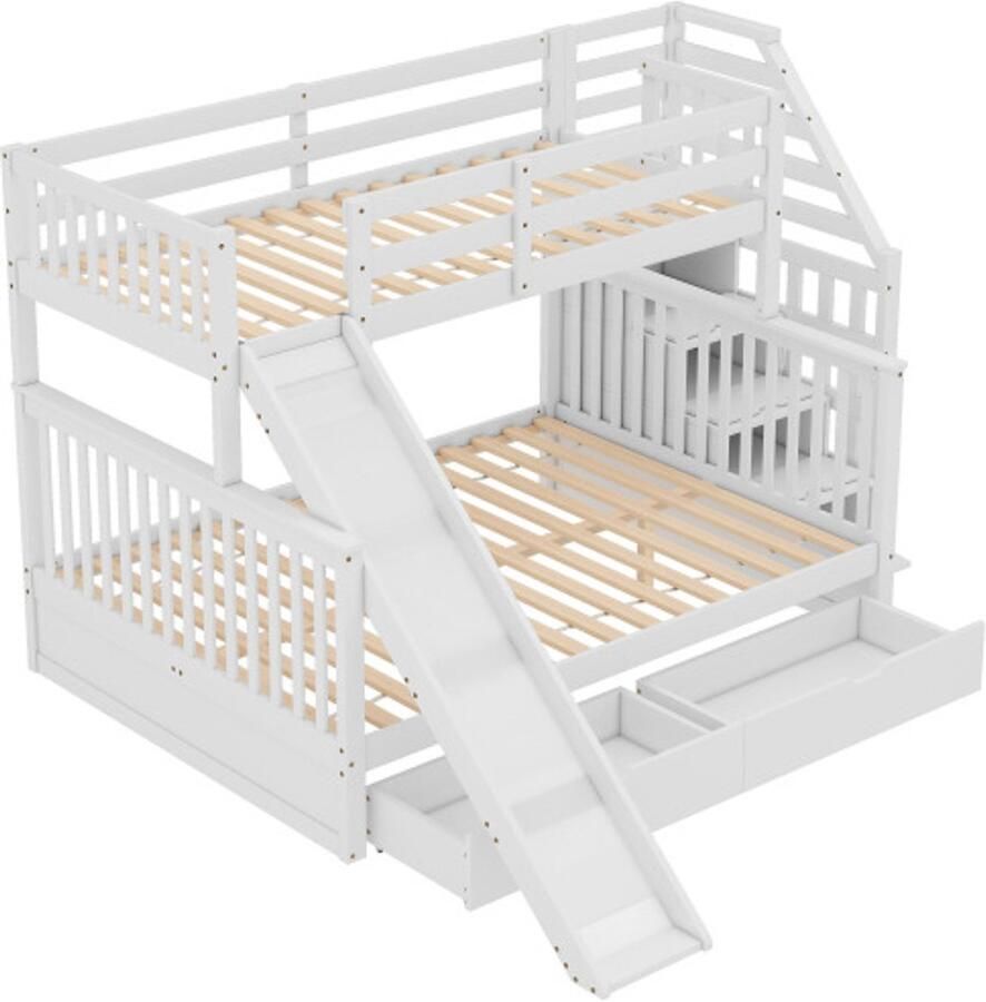 Gotagee Stapelbed 90 x 200 140 x 200 met laden opbergruimte en schuif multifunctioneel wit