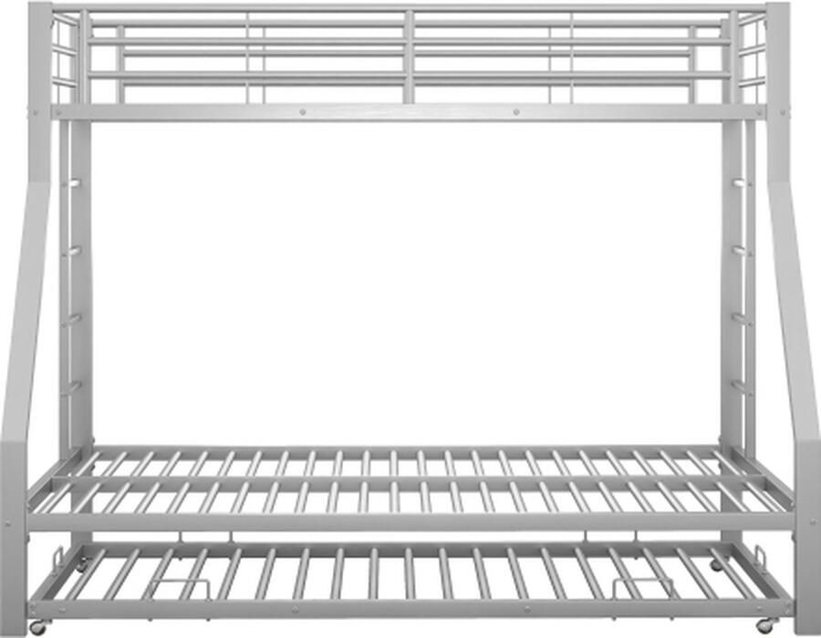 Gotagee Stapelbed 90(140)x200cm Metalen bed (zonder matras) Zilver Kinderbed met uitschuifbed