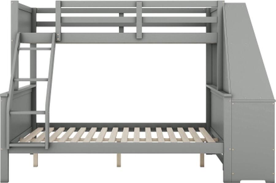 Gotagee Stapelbed 90x200cm en 140x200cm (Zonder matras) Kinderbed Grijs met tafel