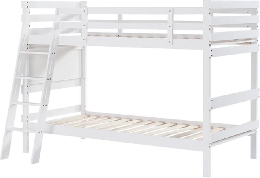 Gotagee Stapelbed 90x200cm Jeugdbed met bureau Logeerbed Houten bed (zonder matras) Stabiele lattenbodems Veiligheidshek Frame van grenenhout