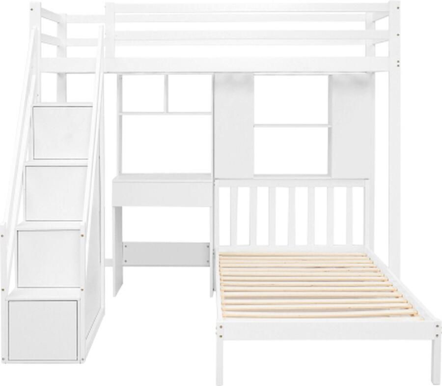 Gotagee Stapelbed 90x200cm met Bureau en Opbergruimte voor Kinderen