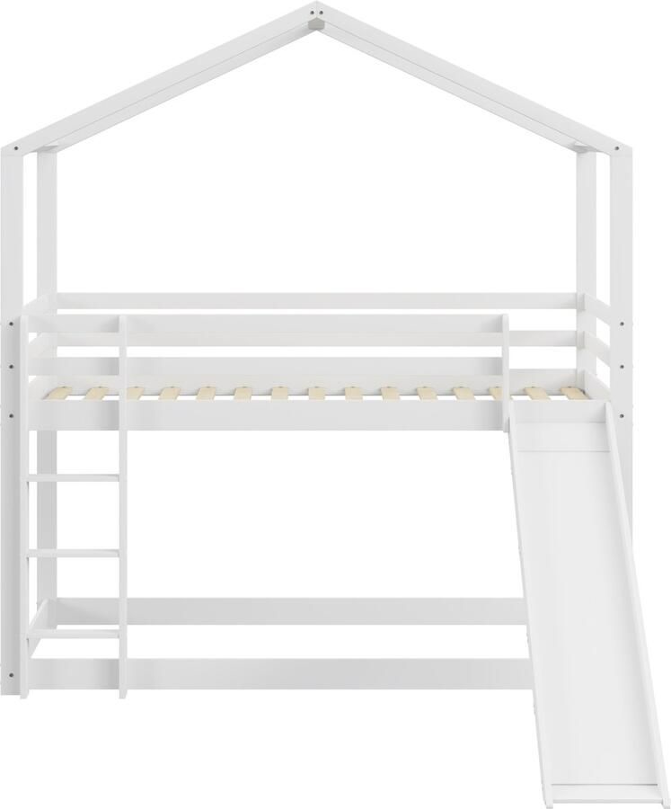 Gotagee Stapelbed Kinderbed Huisbed Tweepersoonsbed met Glijbaan Ladder Lattenbodem