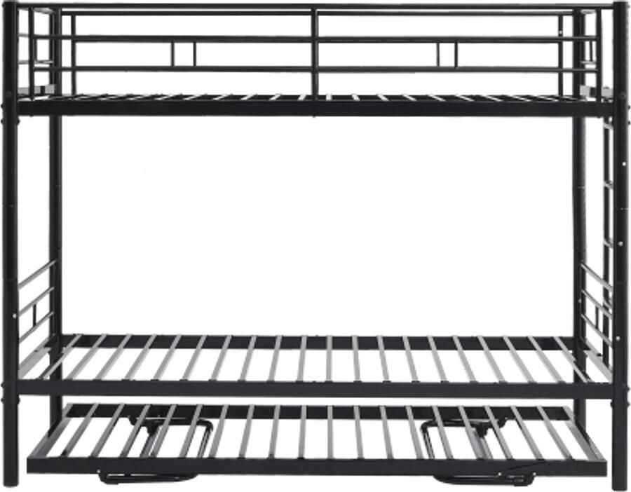 Gotagee Stapelbed metaal 90x200cm stapelbed met uitklapbaar bed uitschuifbaar tot twee eenpersoonsbedden zwart