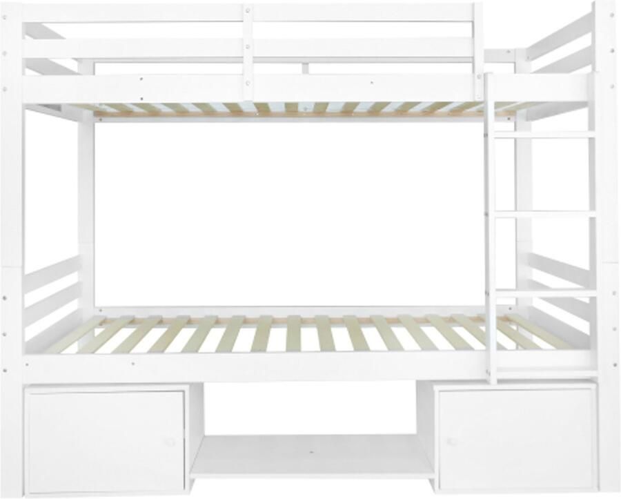 Gotagee Stapelbed voor kinderen kinderbed met schoenenrekken en opbergvakken bed gedeeld in 2 eenpersoonsbedden jeugdbed eenpersoonsbed wit 90x200cm