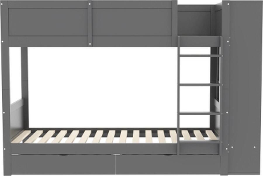Gotagee Stapelbedden voor kinderen 90 x 200 cm met Grote Opbergruimte Schuiven en Kast Veiligheidshek en Hoog Bedafstand