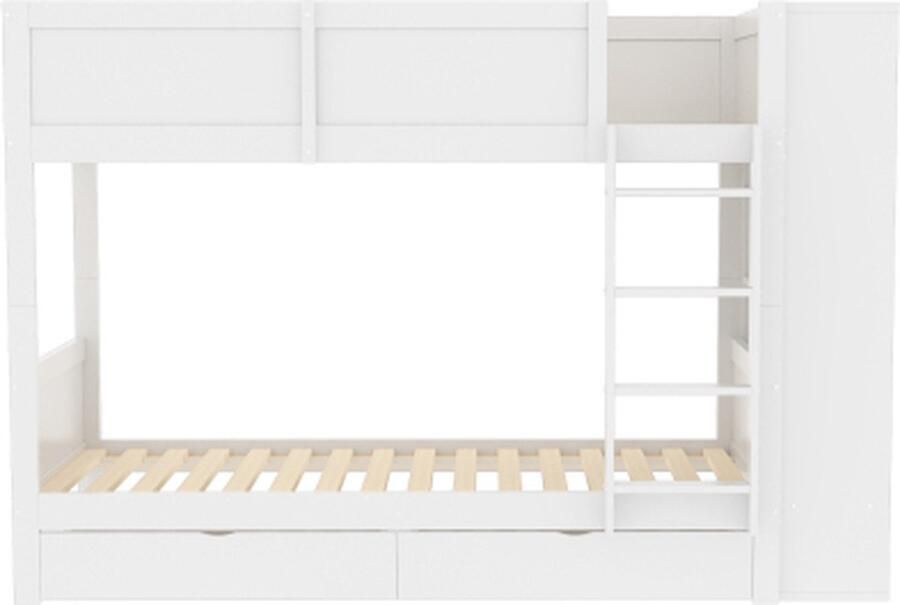 Gotagee Stapelbedden voor kinderen Stapelbedden 90 x 200 cm met Grote Opbergruimte Schuiven en Kast Veiligheidshek en Hoog Bedafstand