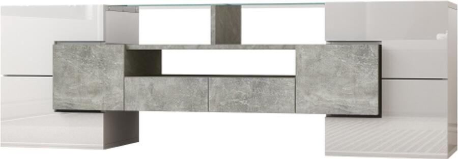 Gotagee TV-meubel lowboard. hoogglans wit 145 cm LED-verlichting woonkamermeubilair