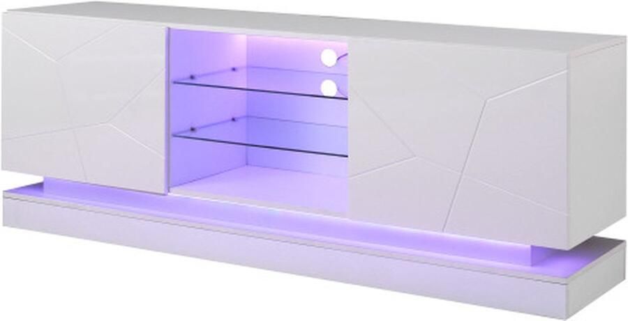 Gotagee Tv-meubel Opbergkast Met verstelbare glazen plank en stille scharnieren Wit