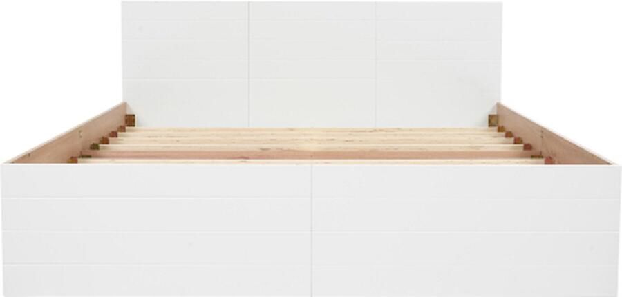 Gotagee Tweepersoonsbed 140x200cm houten bed (zonder matras) jeugdbed met 2 lades lattenbodem en lattenbodem gemaakt van hout eiken kleur en wit - Foto 2