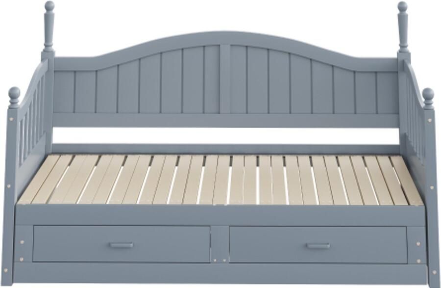 Gotagee Uitschuifbare slaapbank 90 180x190 cm met Romeinse zuilen met gebogen rugleuning en armleuningen met laden en lattenbodem multifunctioneel bed grijs - Foto 2