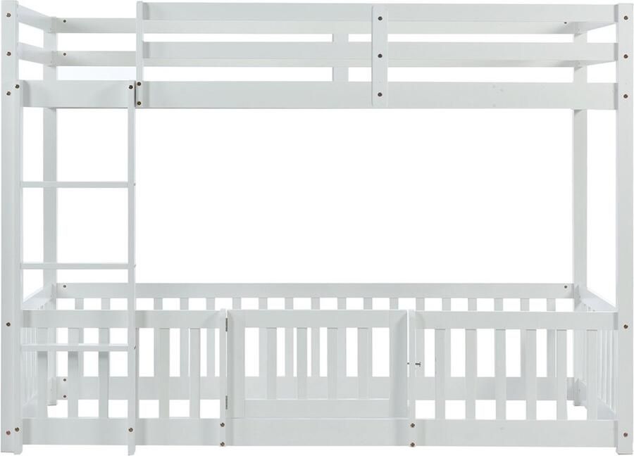 Gotagee Veilig kinderbed Bed voor kinderen stapelbed massief houten hoogslaper houten bed vlak bed inclusief uitvalhekje 90x200cm Bed zonder matras