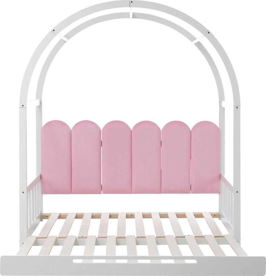 Gotagee Veilig kinderbed Dagbed Bed met gewelfd dak Tweepersoonsbed Uittrekbaar bed Jeugdbed 140x200cm Zonder matras