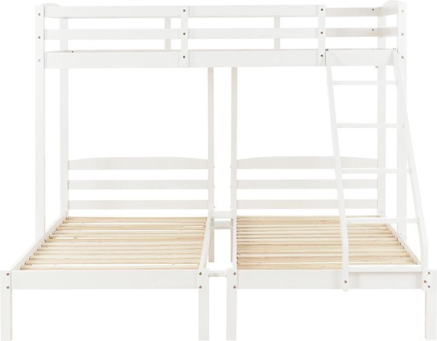 Gotagee Veilig kinderbed jeugdbed bed inclusief uitvalhekje vlak bed driezits stapelbed met zijladder Bed zonder matras 90x200 cm