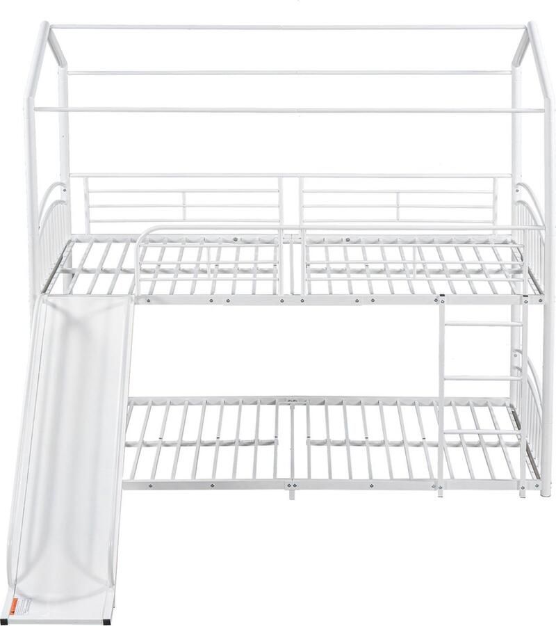 Gotagee Veilig kinderbed stapelbed huisbed modern jeugdbed vlak bed zonder matras bed met Glijbaan 90x200 cm