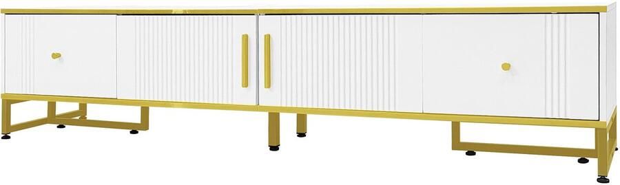 Gotagee Witte TV Kast 180 cm 2 Deuren 2 Laden met Verstelbare Poten en Kabelmanagement