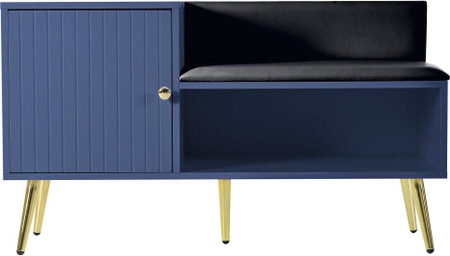 Gotagee Zijkast schoenenkast luxe schoenenkast lockerkast met metalen handgrepen en metalen poten schoenenrek voor de entree blauw