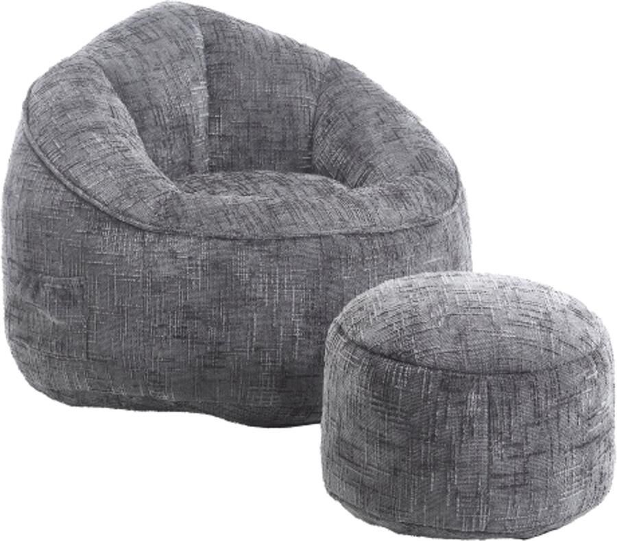 Gotagee Zitzak Bank Stoel Hoge Druk Schuim Zitzak Stoel Volwassen Materiaal met Gevoerde Schuimvulling Gecomprimeerde Zitzak met Voetensteun (Grijs)