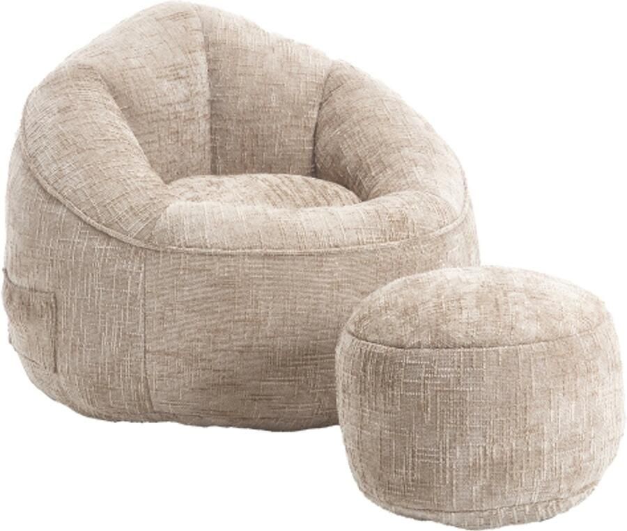 Gotagee Zitzak Bank Stoel Hoge Druk Schuim Zitzak Stoel Volwassen Materiaal met Gevoerde Schuimvulling Gecomprimeerde Zitzak met Voetensteun (Khaki)