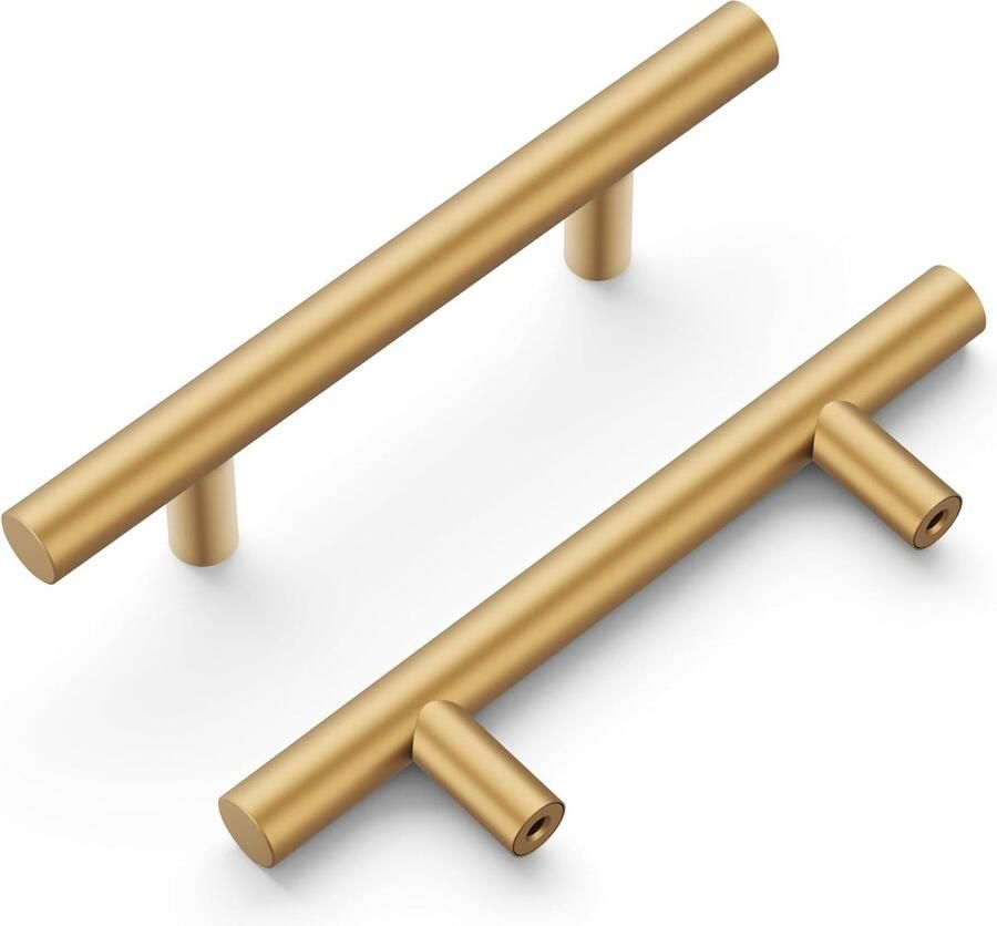 Goud 10-pack keukenkastgrepen ladegrepen voor deuren en ladekasten hardware voor badkamer 5-1 16 inch (128 mm) gatcentrum Handgreep Rond Metaal 128mm Hartafstand Handvat voor Kast Keukenkast Lade Of Deurtje Ronde Moderne Greep Inclusi