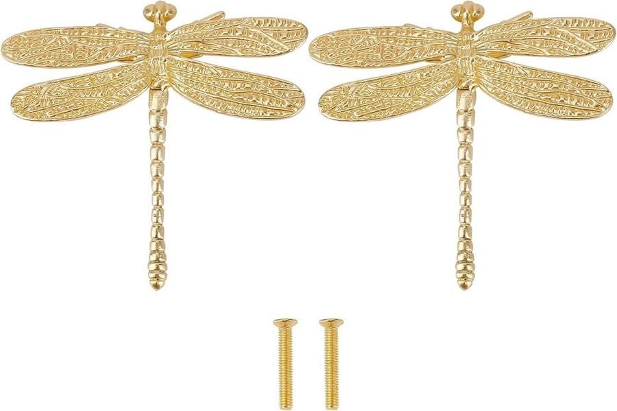 Goud Messing Libelle Knoppen Creatieve Dieren Handvat Libelle Vorm Enkele Gat Meubels Lade Knoppen Dressoir Handgrepen Hardware Kasten en Laden Trekken