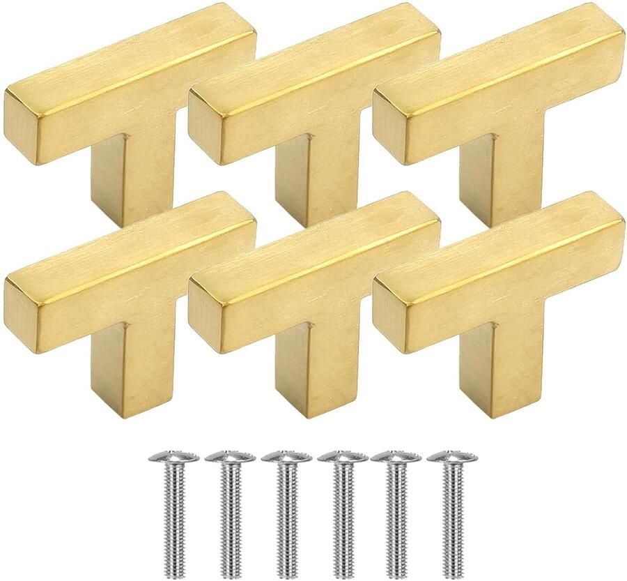 Gouden deurknoppen set van 20 roestvrij staal 50 mm