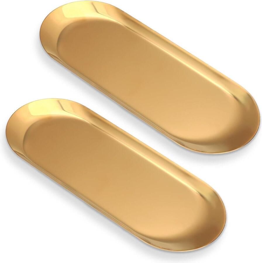 Gouden Dienblad Roestvrij Staal Decoratief Badkamer Ijdelheid Lade Dressoir Toonbank Zeepdispensers Parfum Ring Sleutel Kaars Organizer 2 Stuks