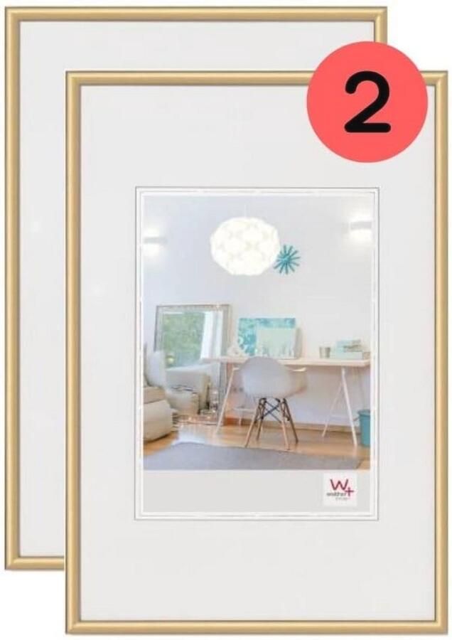 Gouden Fotolijst 30x40 cm Double Pack Kunststof Lijst voor Tafel en Muur