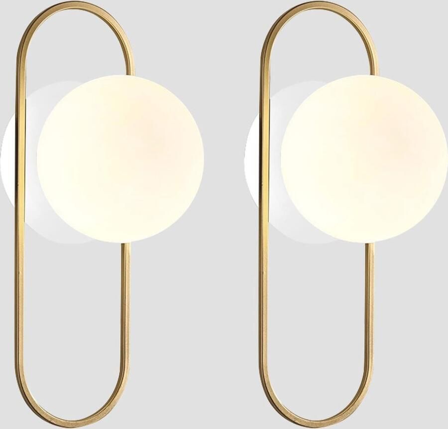 Gouden Glas Globe Wandkandelaar Set van 2 Mid-Century Moderne Vintage Wandlampen voor Rustieke Badkamers en Spiegels