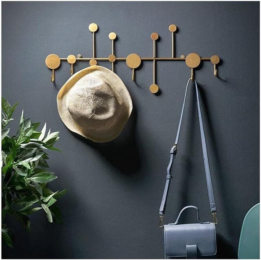 Goudkleurige metalen kapstok met 6 haken 59 5 x 3 x 23 5 cm kapstok wandkapstok handdoekhaak multifunctioneel