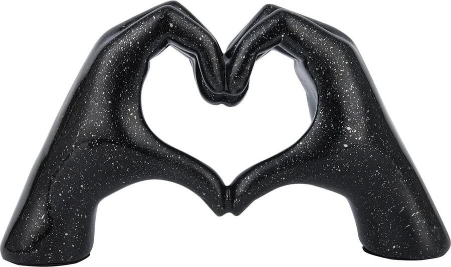 Gouden Hart Hand Standbeeld Gebaar Decoratie Vinger Sculptuur voor Bruiloft Decoratie Home Decor Kleine Ornament op Salontafel Kantoor Slaapkamer (Zwart)