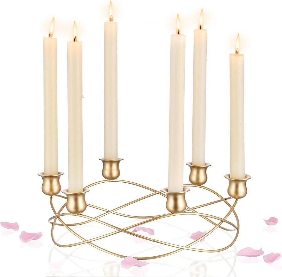 Gouden IJzeren Ronde Kandelaar voor Taper Metalen Kaarsenstandaard Eetkamer Koffietafel Middenstuk Bruiloft Feest Openhaard Kerstdecoratie Cadeau gold candle holders