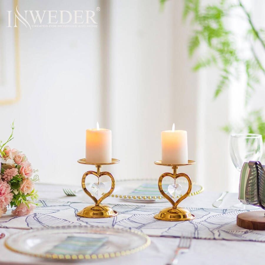 Gouden kaarsenhouders voor stompkaarsen Set van 2 metalen pijler kaarsenhouder vintage kandelaars met kristallen hanger voor bruiloft kerst tafel centerpieces thuis woonkamer decoratie