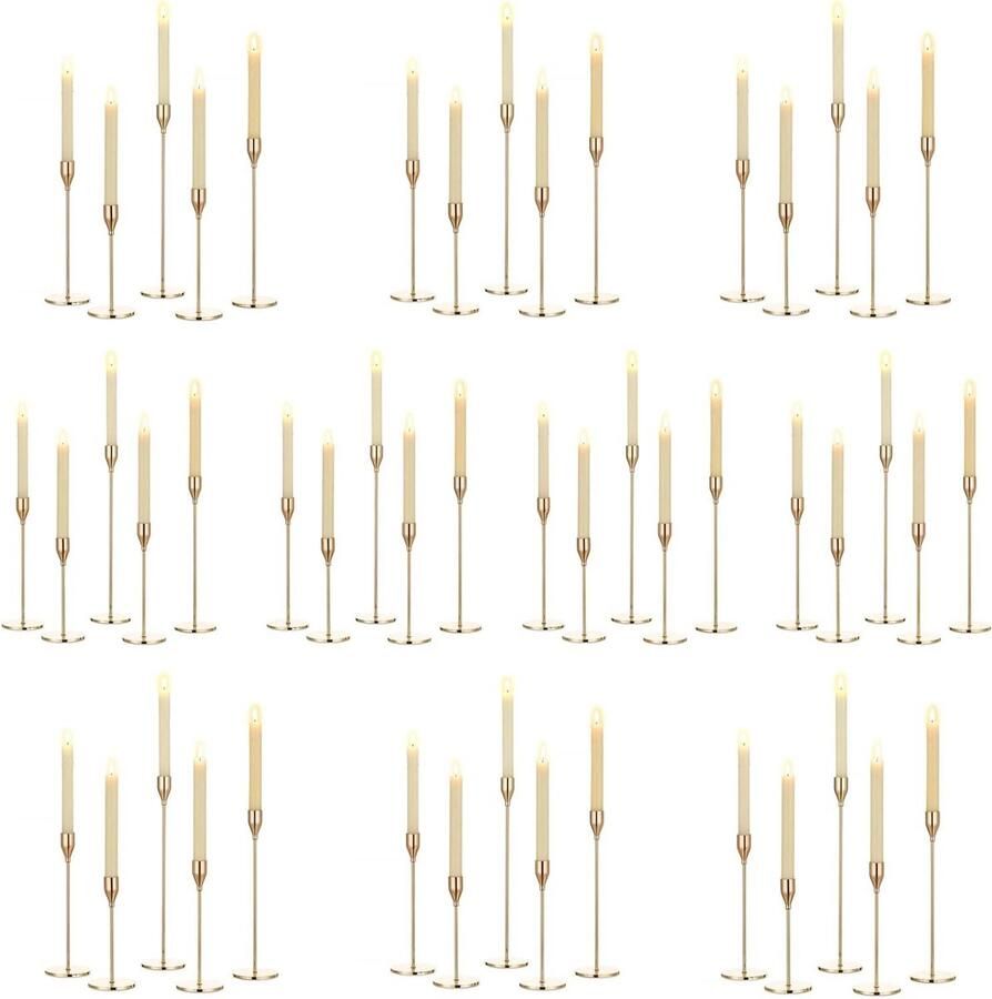 Gouden kaarsenstandaard set van 50 stuks hoog metaal vintage voor bruiloft feest Kerstmis eettafel tafeldecoratie modern woonkamer decoratie