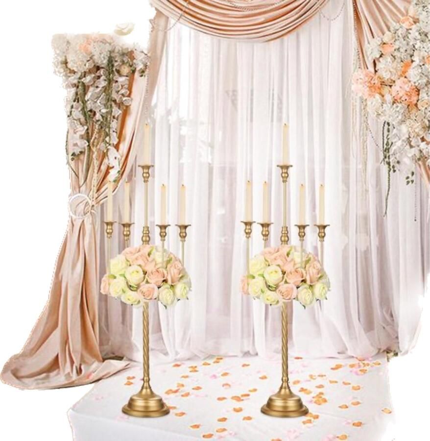 Gouden Kandelaar 94cm Hoog 5 Arm Vloer Staande Kandelaars Kerst Tafel Centrepiece Vintage Kandelaar voor Bruiloft Receptie Vakantie Feest Schoorsteenmantel vloerkandelaar