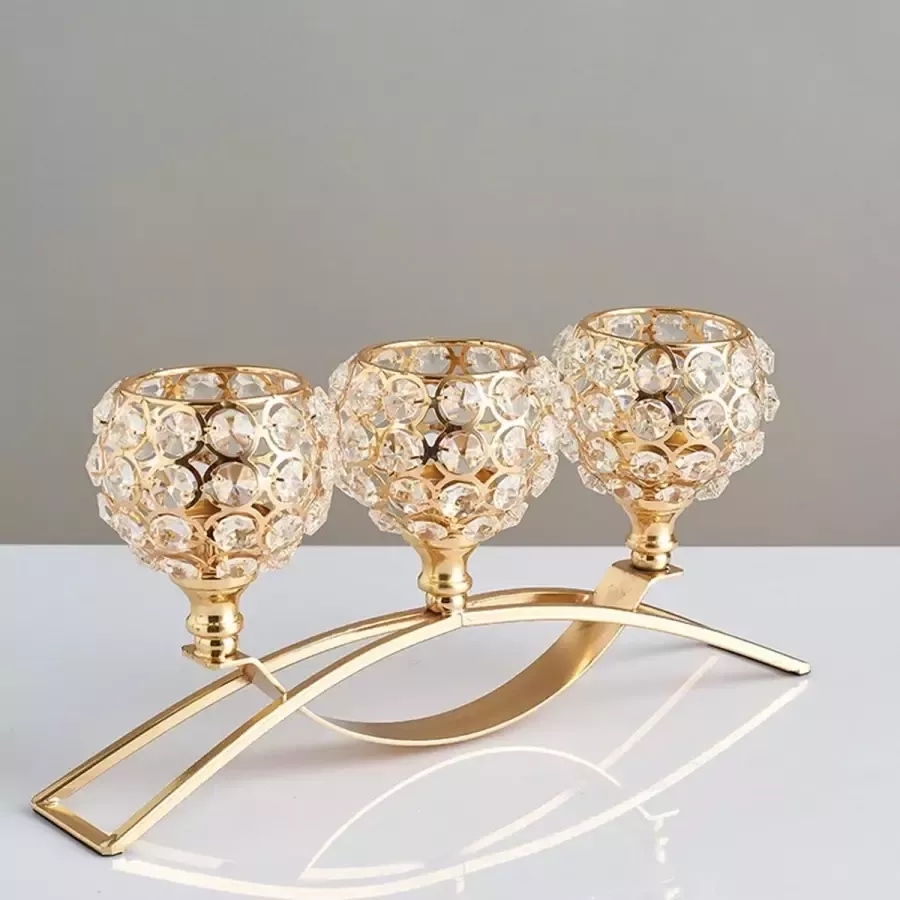 Gouden Kandelaar Kristal Voor Kaarsen Eettafel Bureau Kantoor Thuis Decoratie