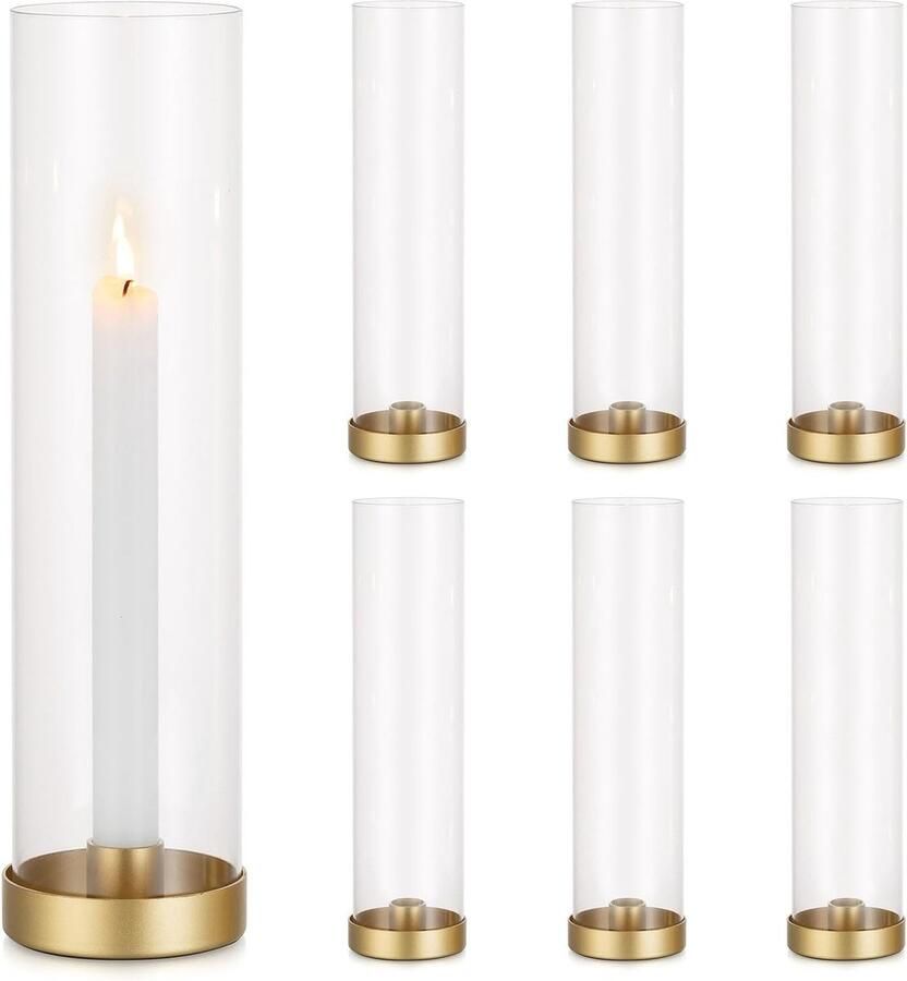 Gouden Kandelaar set voor Kaarsen 30 cm Decoratieve Windlichtglazen voor Tafel en Tuin Perfect voor Bruiloft Feest en Kerstmis