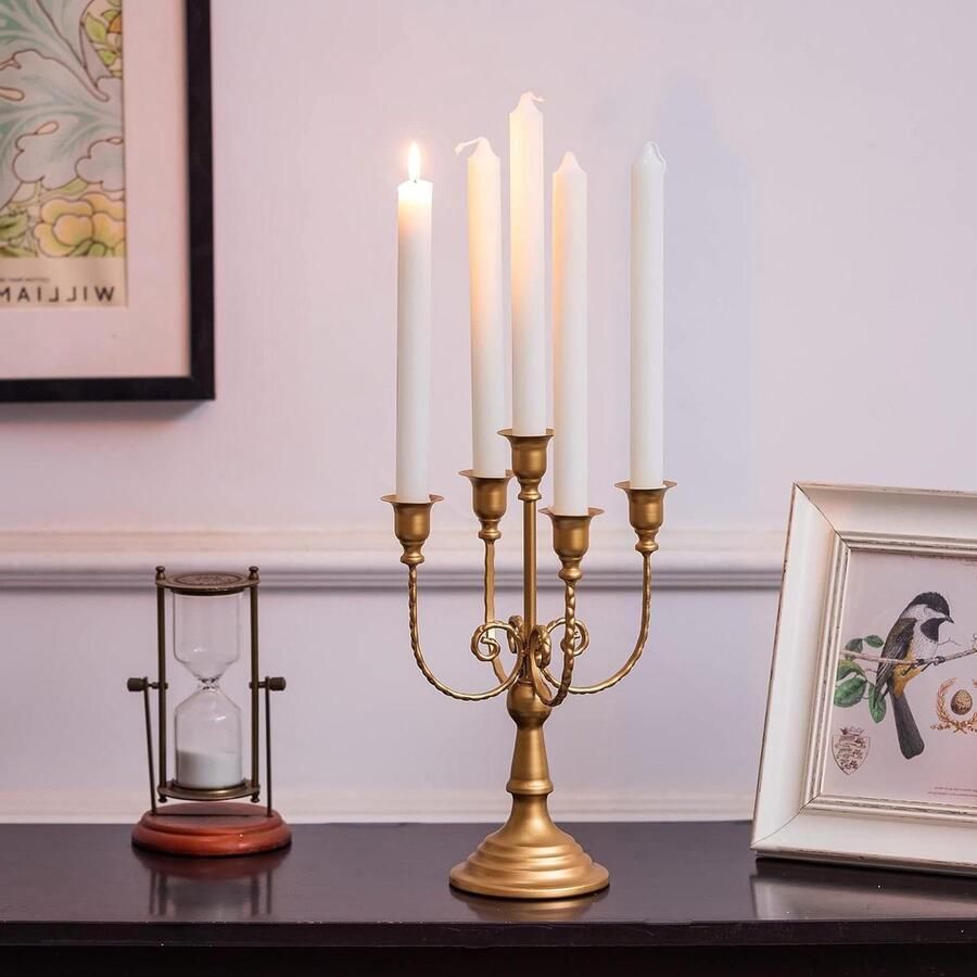 Gouden Kandelaars 5 Arm 30cm Bruiloft Kandelaar Houder voor Thema Party Tafel Centrepiece Decor Eetkamer Verjaardag Vakantie Kerstmis gold candle holders