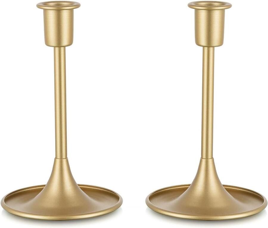 Gouden Kandelaars Set Van 2 Decoratieve Kaarshouders Voor Taper Kaarsen Eetkamer Salontafel Open Haard Mantel Home Decorations Groot vloerkandelaar