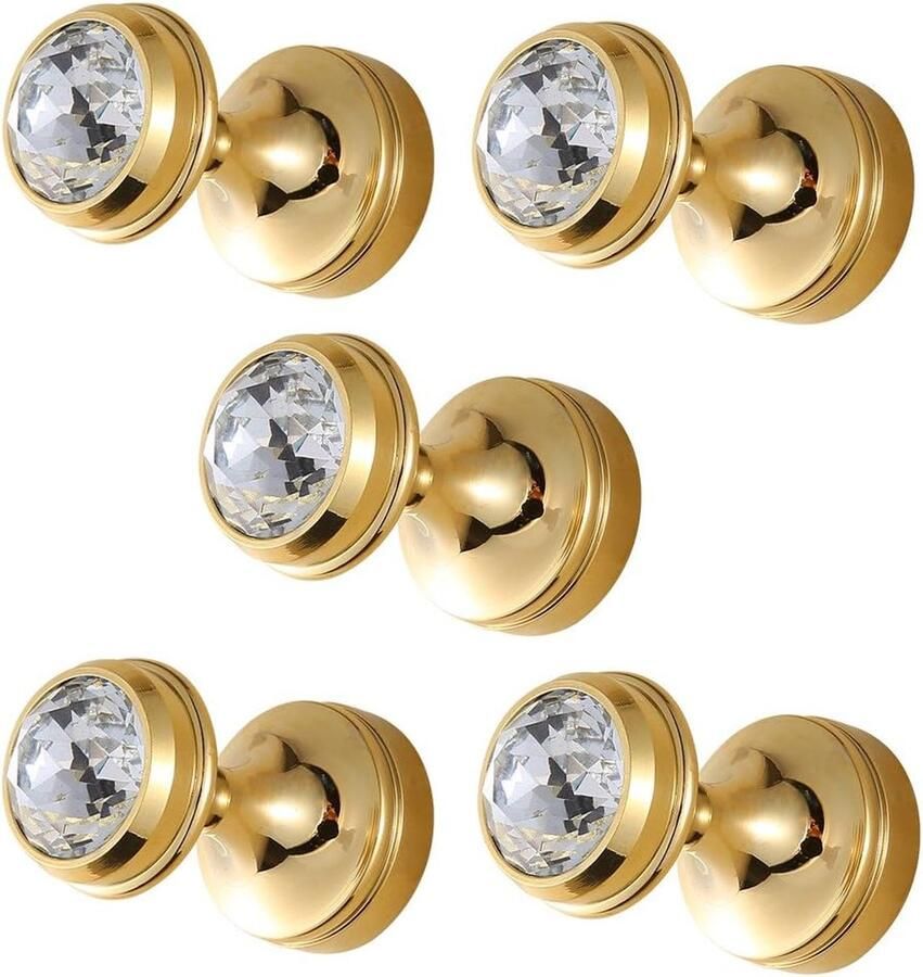 Gouden kapstokhaken wandmontage wandhaken handdoekhouder messing set van 5 kristal met boren voor badkamer