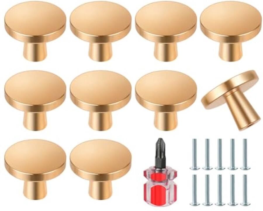 Gouden Kastknoppen Set van 10 Ronde Ladehandgrepen voor Keukenkasten en Badkamer