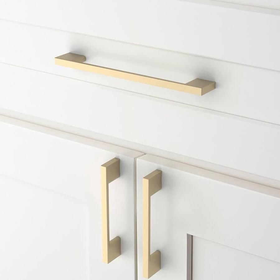 Gouden keukengrepen 160 mm gatafstand set van 10 messing