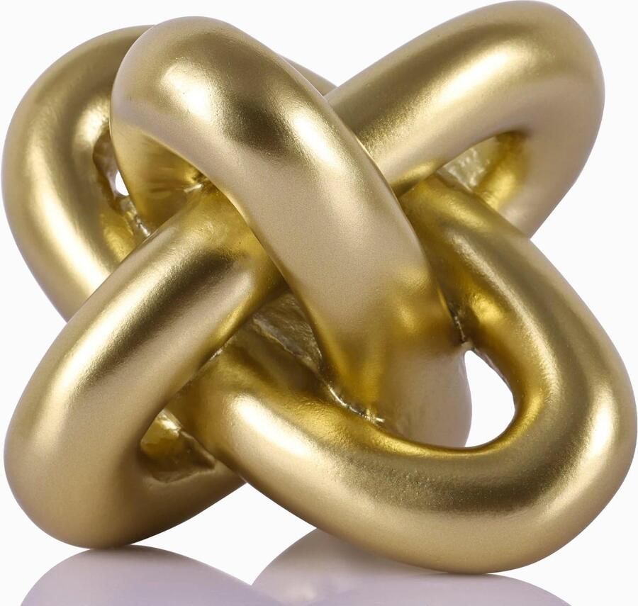 Gouden knoopbeeld drievoudige knoopsculptuur woondecoratie rustieke salontafels woonkamers eettafels entrees gangplanken kleine decoratieve objecten en accessoires Knoopsculpturen en -beelden