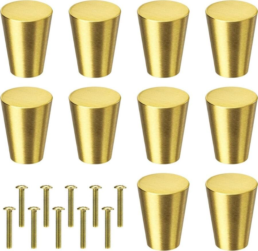 Gouden Messing Lade Handvat Conisch Meubelknoppen Kabinet Knoppen Keuken 15 x 19 mm 10 stuks