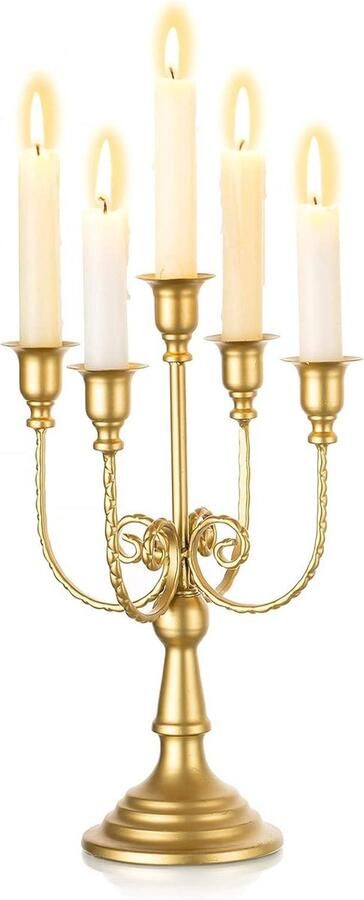 Gouden Metalen Kandelaar 295 cm Hoog Kandelaar Houders 5 Armen Taps Toelopende Kaarsen Eettafel Centerpieces Kerst Manteldecoraties