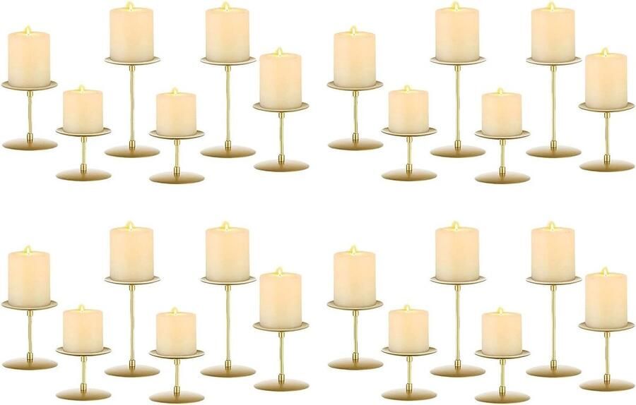 Gouden metalen kandelaars set van 24 voor pijlerkaarsen modern thuis schoorsteenmantel eettafel decoraties bruiloft feest advent
