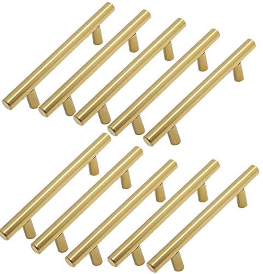 Gouden Meubelgrepen 128 mm Set van 10 Stuks van Roestvrij Staal voor Keuken en Meubels