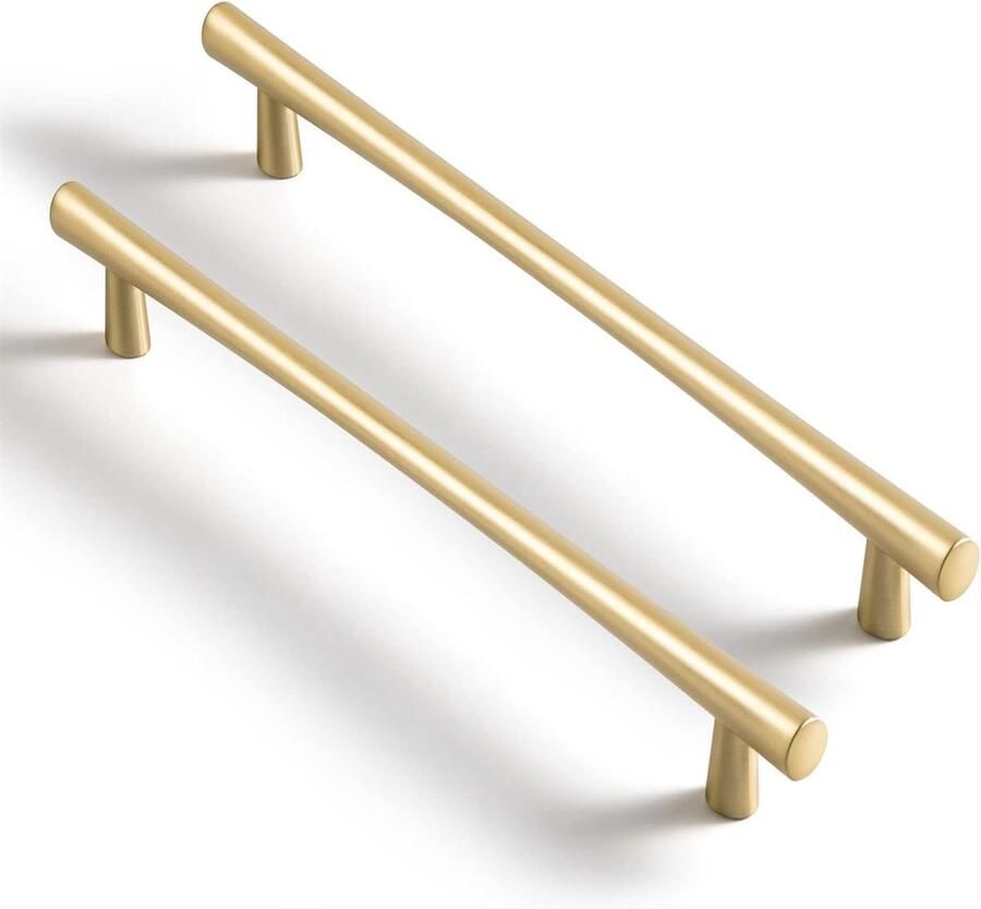 Gouden meubelgrepen voor keukenkasten en schuifladen 6 stuks geborsteld messing