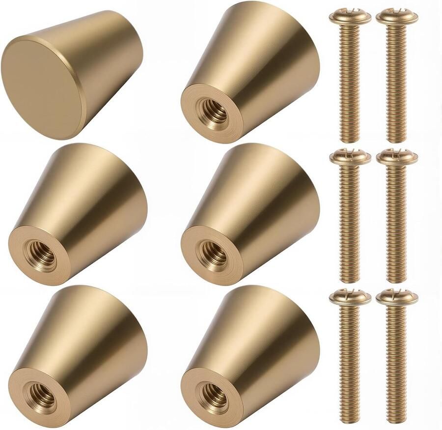 Gouden meubelknoppen messing kastknoppen 6 stuks 15 mm