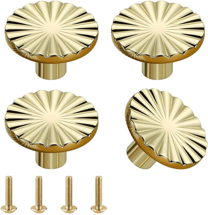 Gouden meubelknoppen moderne ronde greep 4 stuks goudkleurig